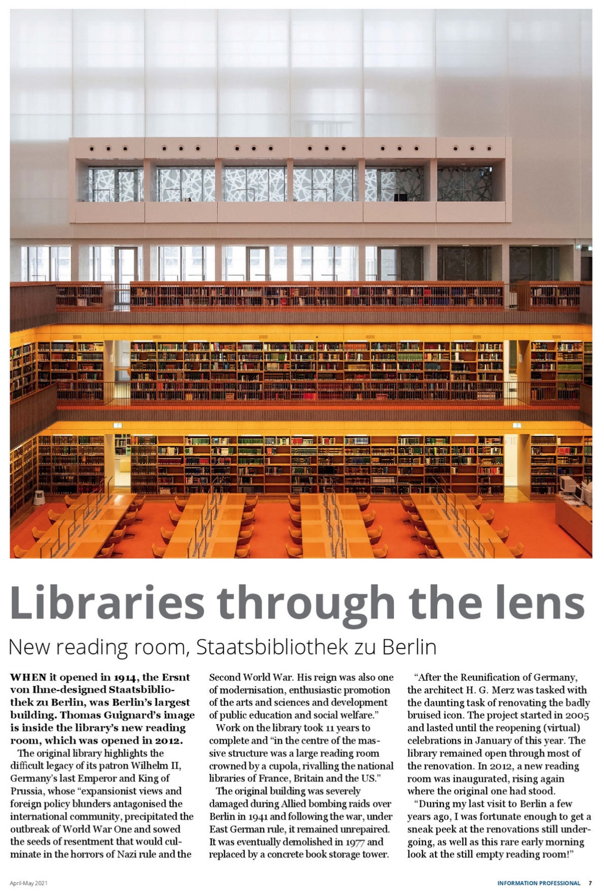 Screenshot of an article titled Libraries through the lens.