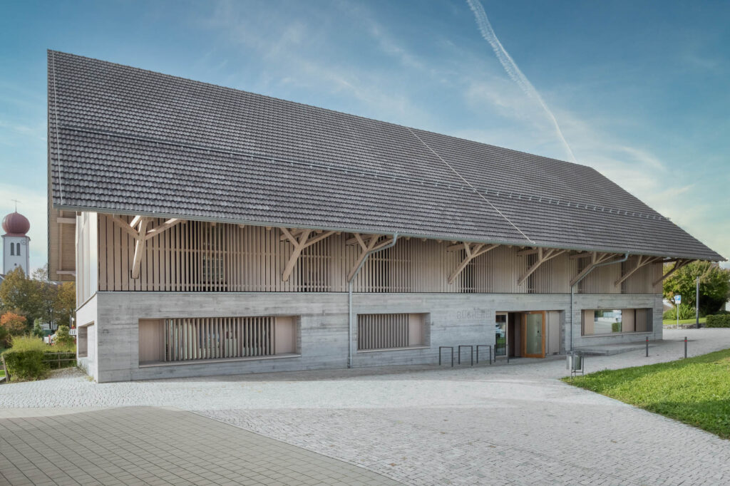 Alternate angle from the previous image. Exterior view of the library.